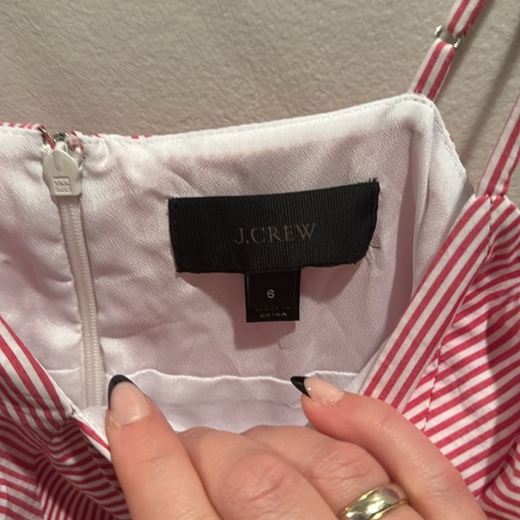 J. Crew Drapey Spaghetti strap red stripe Midi Dress 6 - Picture 4 of 7